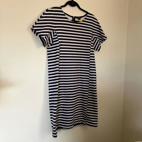 J. Crew Black and White Striped Midi Dress Size Small - Picture 2 of 13